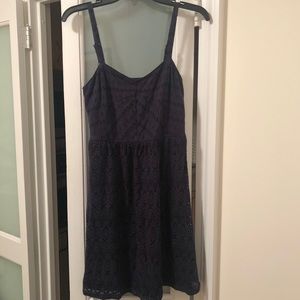 Cute, navy, Anthropologie sun dress with pockets!